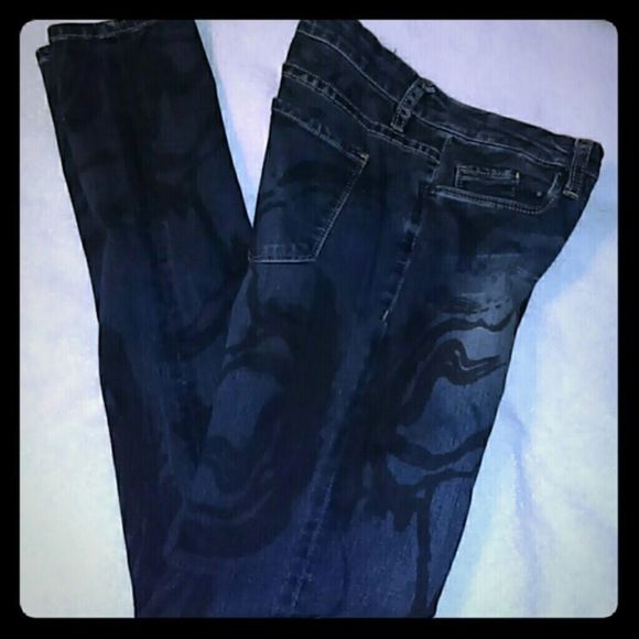 Blank‎ Skinny Jeans Curly Tribal Design W28/L32 - Picture 1 of 4